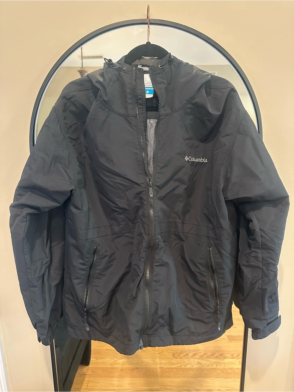 Columbia Men's Black Hooded Waterproof Rain Jacket